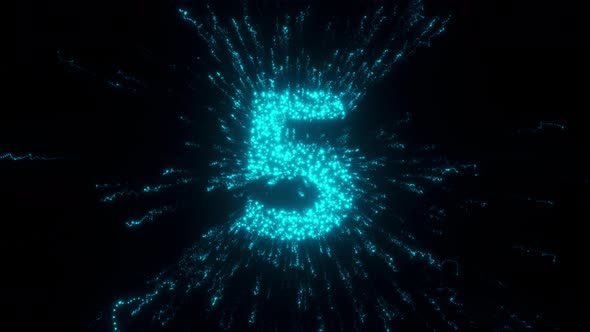 5 Number With Futuristic Particles 4k alt