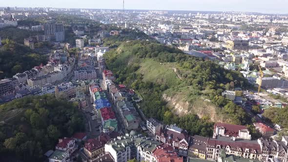 Aerial View To Vozdvizhenka Microdistrict in Podil Region of Kyiv alt
