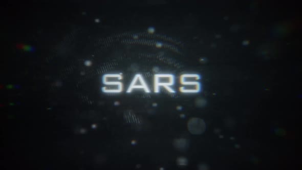 SARS Text Animation Display with Glitch Distortions