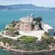 Close Up View on Historic Building of the Prison on Alcatraz Island  Aerial