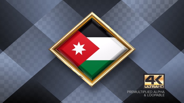 Jordan Flag Rotating Badge 4K Looping with Transparent Background