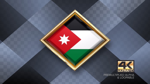 Jordan Flag Rotating Badge 4K Looping with Transparent Background alt