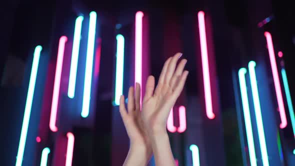 Hands of a Dancing Young Woman Closeup