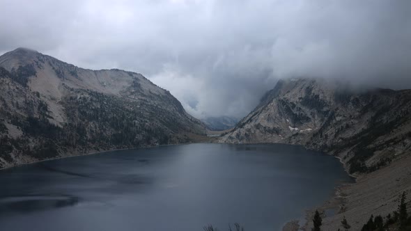 Rain clouds over Sawtooth Lake - Sawtooth Mountains - Idaho - Summer - Time-lapse alt
