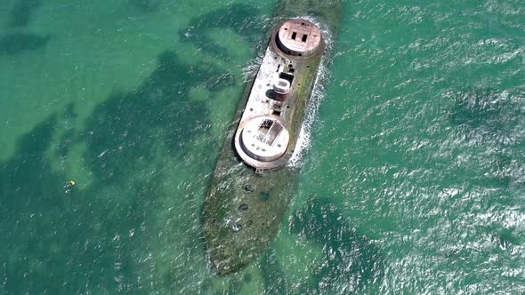 The Wreck of HMVS Cerberus in Port Philip Melbourne Australia Bird's Eye View alt