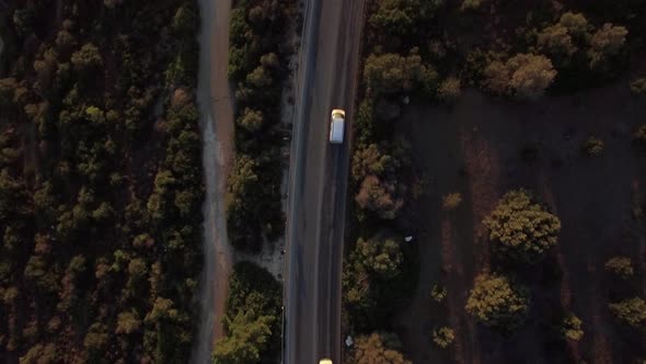 Flying Over Cars Driving on Road in the Country, Greece alt