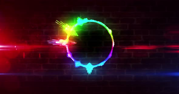 Audio spectrum music neon sign neon on brick wall alt