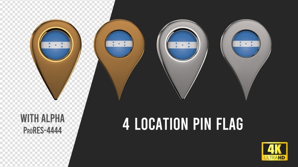 Honduras Flag Location Pins Silver And Gold alt