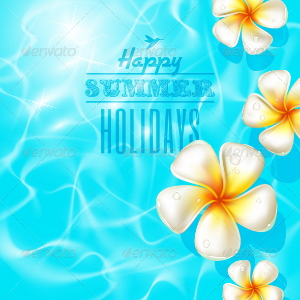 Frangipani Flowers in Clear Blue Water - Flowers & Plants Nature