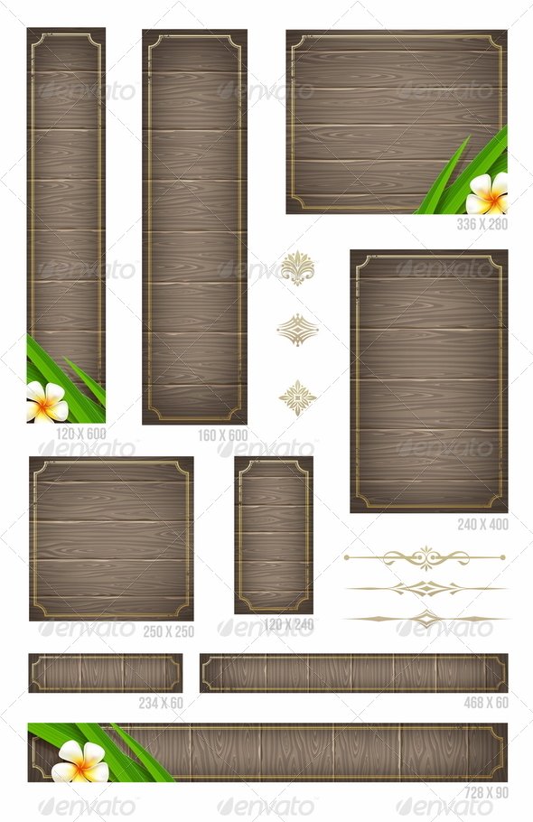 Wooden Backgrounds - Set of Standard Web Banners - Backgrounds Decorative