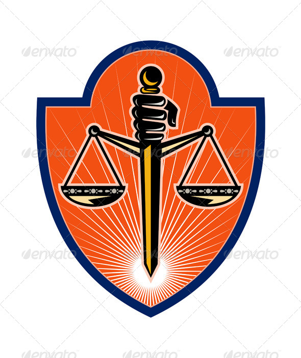 Scales of Justice Sword Retro - Miscellaneous Vectors