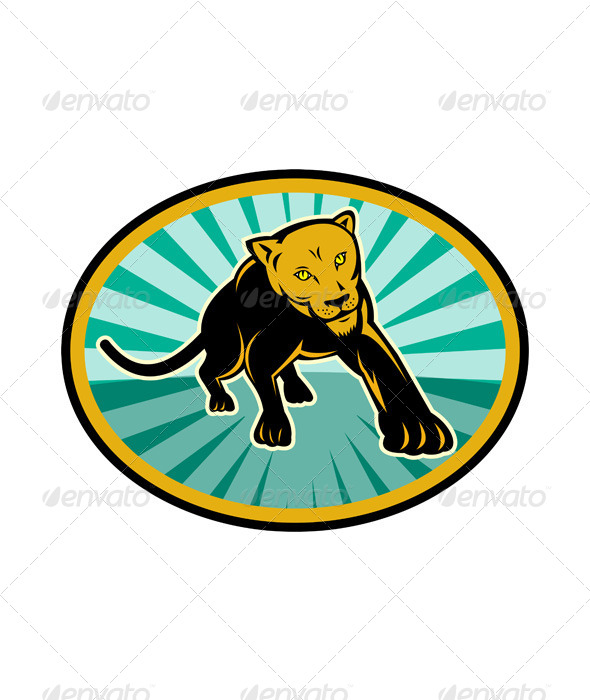 Lioness Big Cat Pouncing Retro - Animals Characters