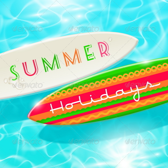 Surfboards on a Blue Shining Tropical Water - Sports/Activity Conceptual