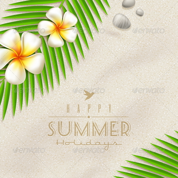 Summer Holidays Vector Design With Lettering - Nature Conceptual