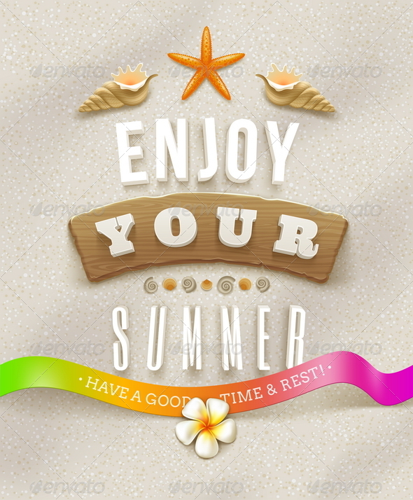 Summer Lettering with Tropical Nature Elements - Travel Conceptual