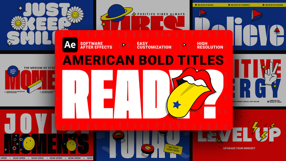 Animated American Bold Titles for Ae Titles template preview