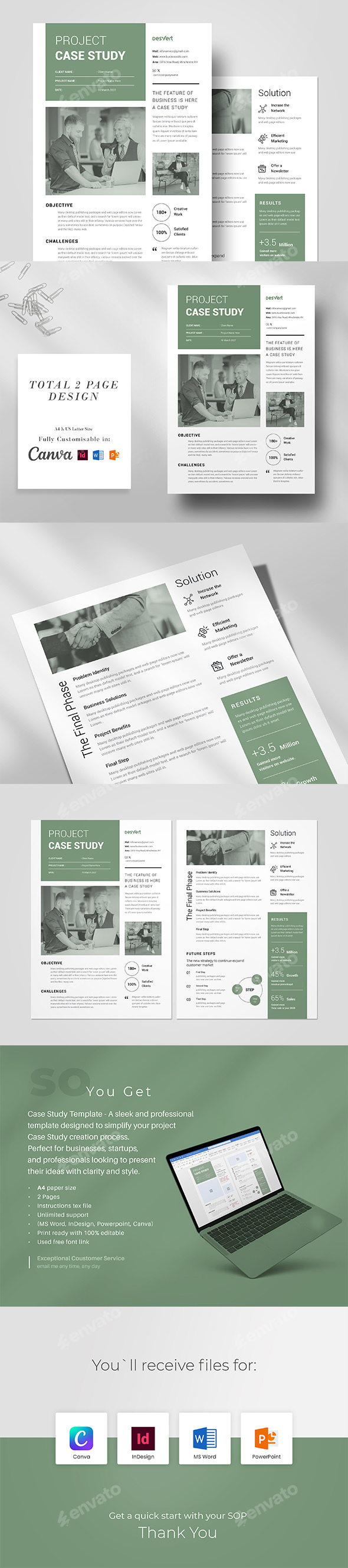 Case Study Template | Canva, MS Word, InDesign, PowerPoint