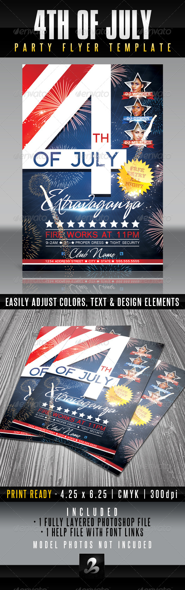 4th of July Party Flyer Template - Clubs & Parties Events