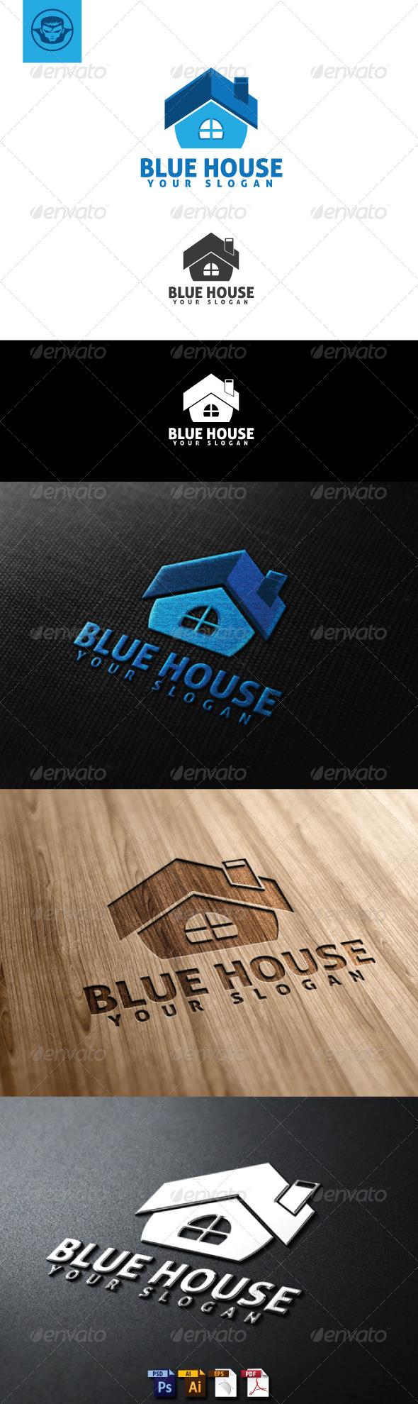 Blue House Logo Template - Buildings Logo Templates