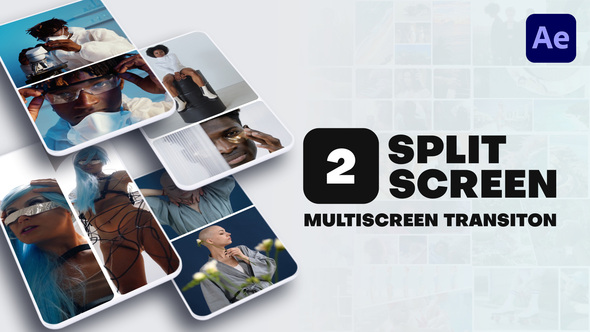 Vertical Multiscreen Transition - 2 Split Screen Elements template preview