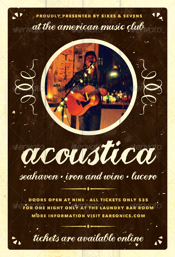 Acoustica - Acoustic Unplugged Flyer Template - Concerts Events