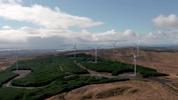 Aerial View of the Cloghervaddy Windfarm Between Frosses and Glenties in County Donegal alt