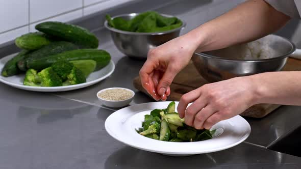 Chef Making Fresh Salad