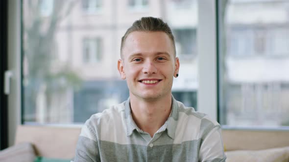 In Front of the Camera Good Looking Guy with a alt