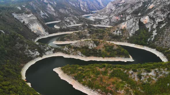 Aerial View Meanders of River Uvac