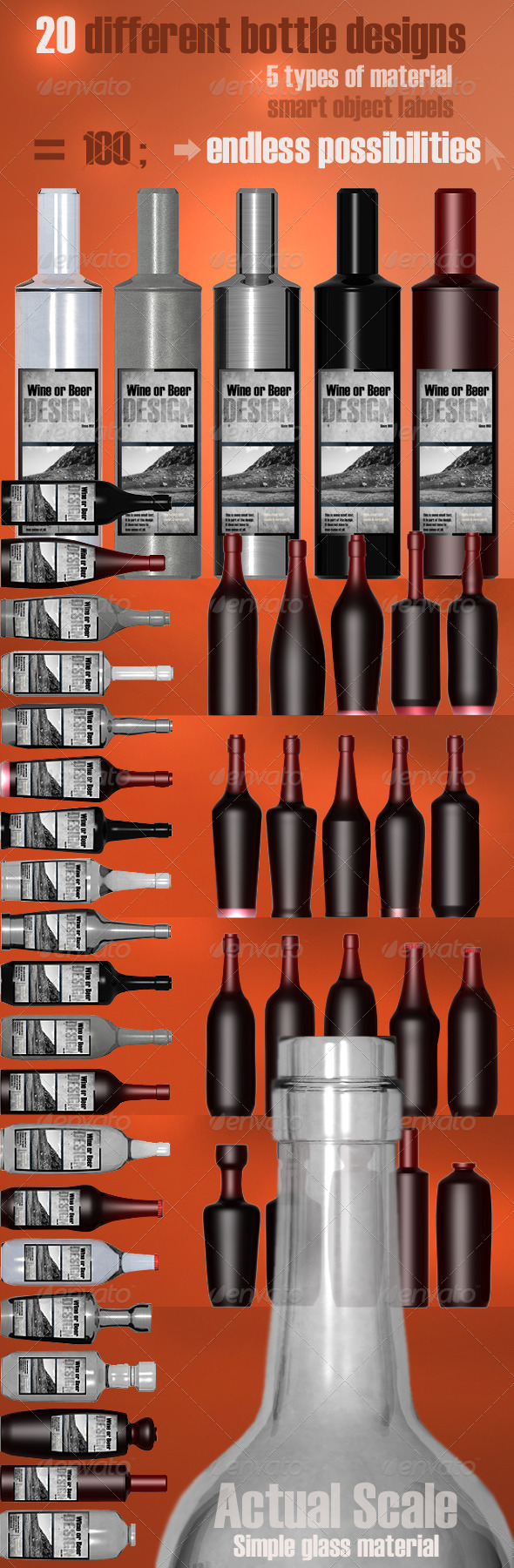 20 Bottle Designs Bundle - Food and Drink Packaging