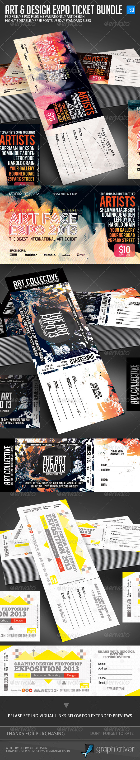 Design & Art Expo Show Passes/Tickets Bundle - Miscellaneous Print Templates