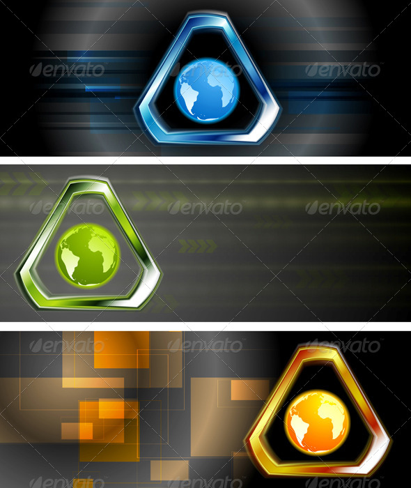 Abstract Hi-Tech Vector Banners - Backgrounds Decorative