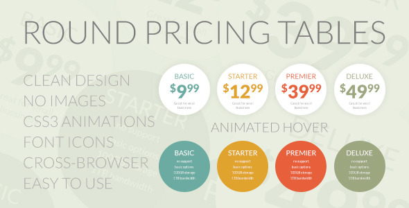 Round Pricing Tables - CodeCanyon 4963480