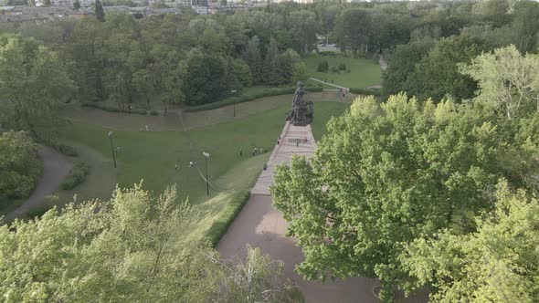 Kyiv, Ukraine: Babi Yar. Memorial Mass Murder of Jews. Aerial View, Flat, gray alt