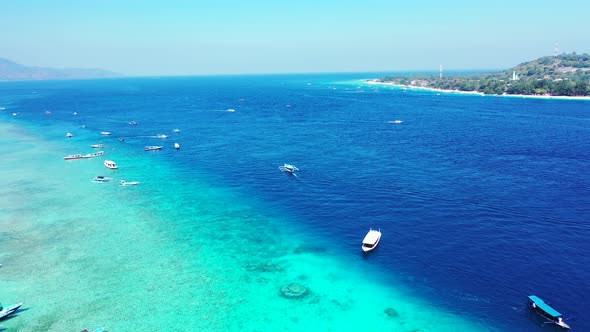 Natural aerial island view of a sunshine white sandy paradise beach and aqua blue ocean background i alt