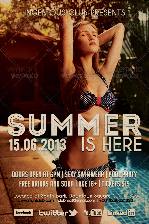 Summer Is Here- Flyer Template - Clubs & Parties Events
