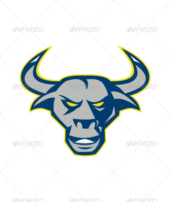 Texas Longhorn Bull Head Front - Animals Characters