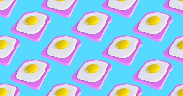 Minimal motion 3d art. Creative fried eggs seamless animation pattern