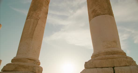 Monumental Columns of Temple of Hercules in Amman Citadel Jordanian Landmark