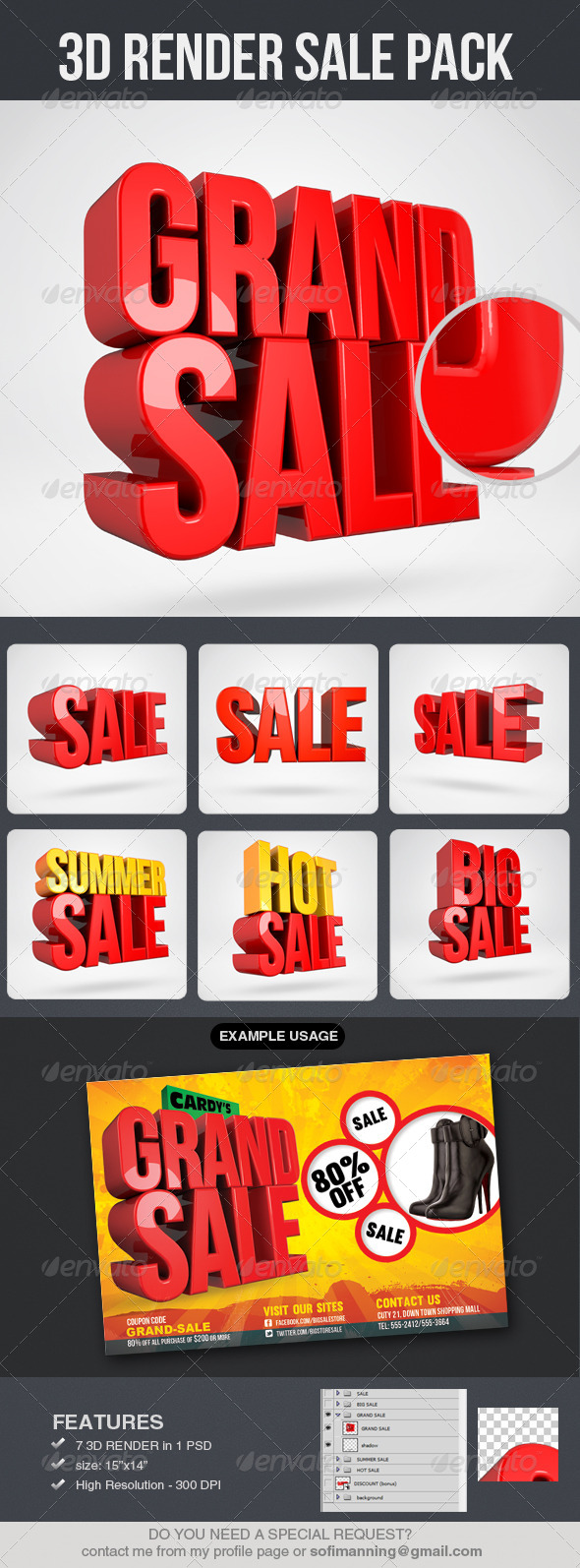 3D Render Sale Pack - Text 3D Renders