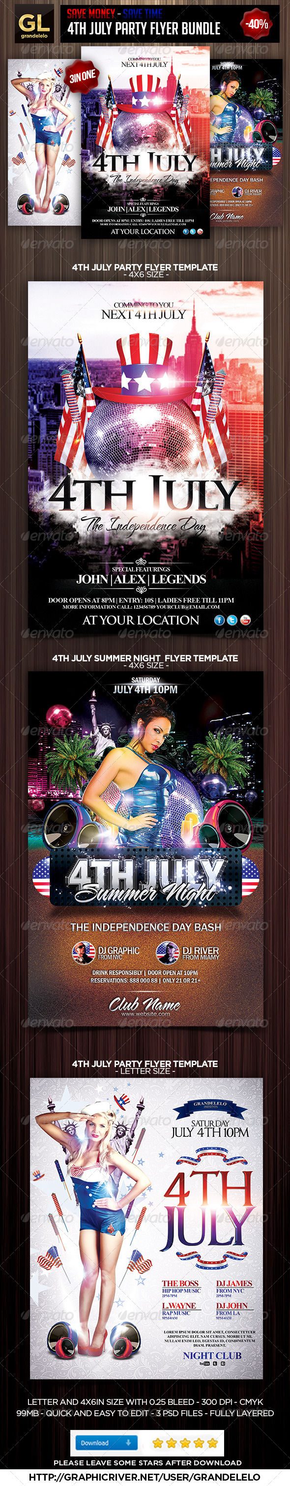 4th July Party Flyer Bundle - Holidays Events