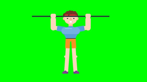 Young Sportsman doing workout on pull-up bar.