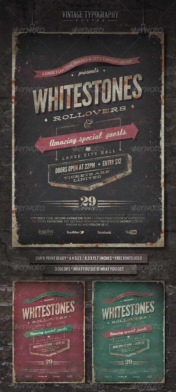 Vintage Typography Poster - VI - Concerts Events