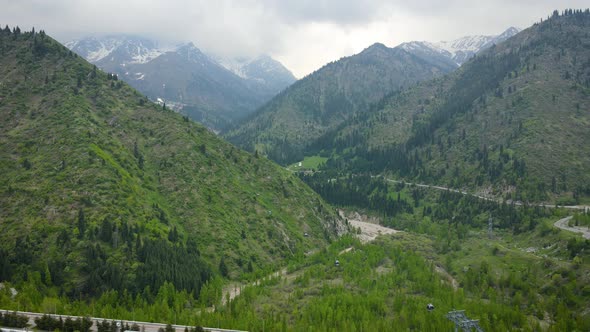 Aerial Medeo Dam in the Mountain in Almaty alt