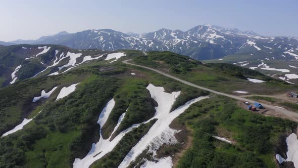 Beautiful Mountain Landscape of Vilyuchinsky Pass at Sunny Day