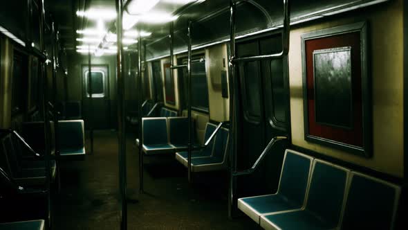 Subway Wagon is Empty Because of the Coronavirus Outbreak in the City alt