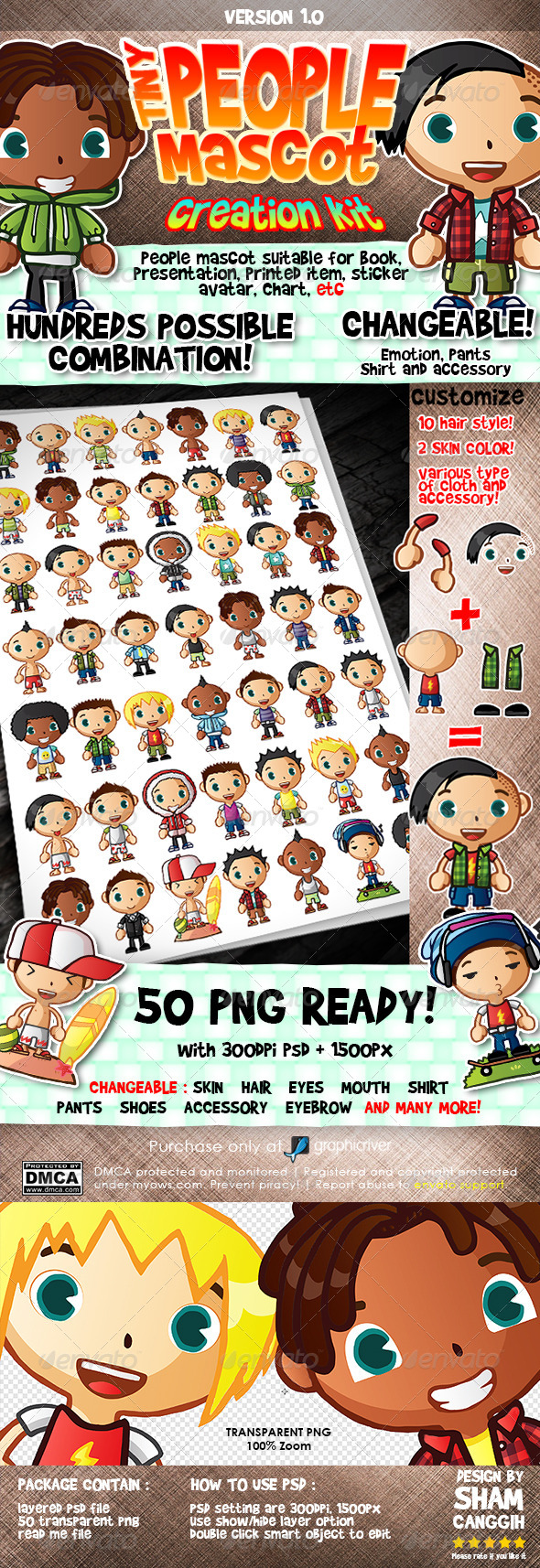 Tiny People Mascot Creation Kit : Male - Characters Illustrations