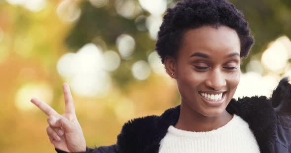 Active Happy Young African Woman Foreign Student Successful Girl Satisfied Lady Stands Alone alt