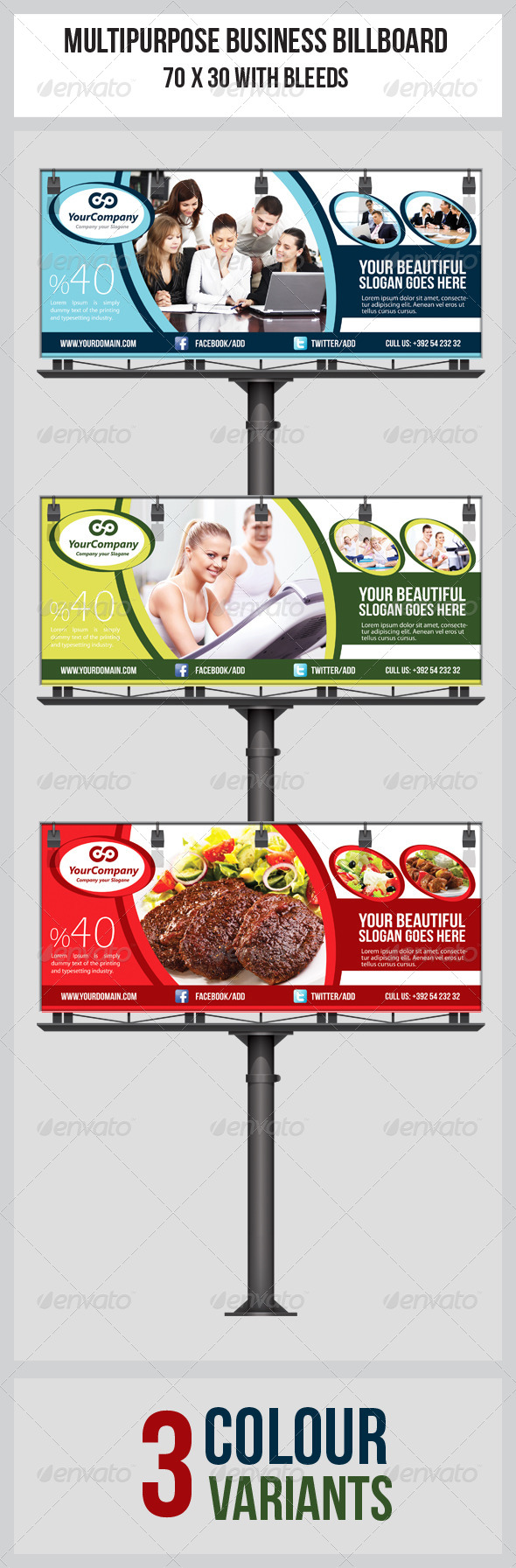 Multipurpose Business Billboard Template - Signage Print Templates