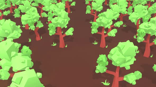Cartoon Tree Landscape 02 4k